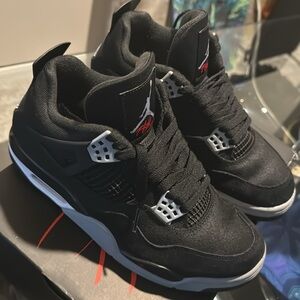 Nike Air Jordan Retro 4 SE Black/Lt Steel Grey-White Canvas